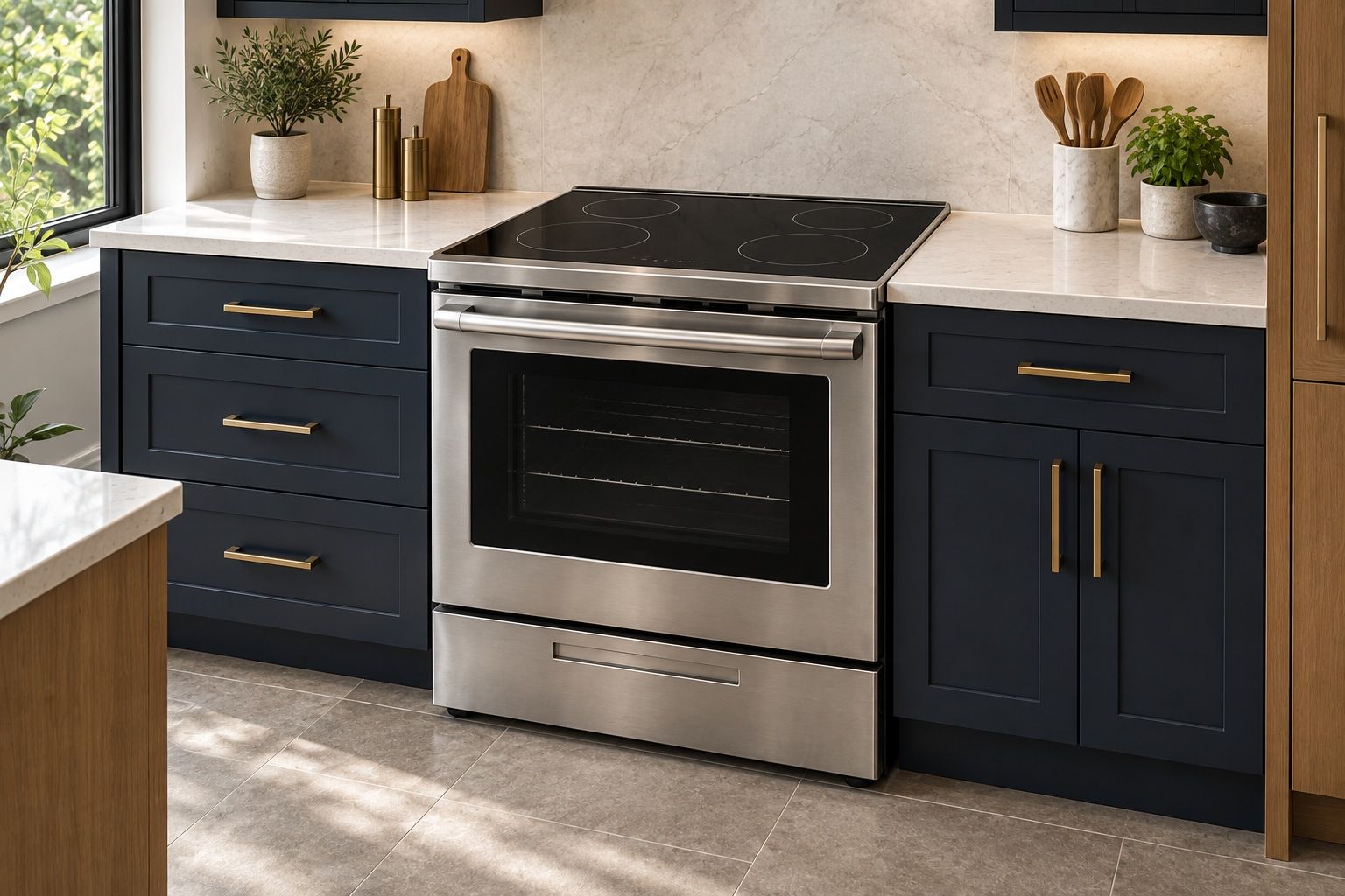 Electric smooth-top range and oven illustration