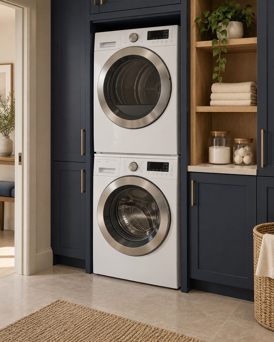 Stacked washer and dryer illustration