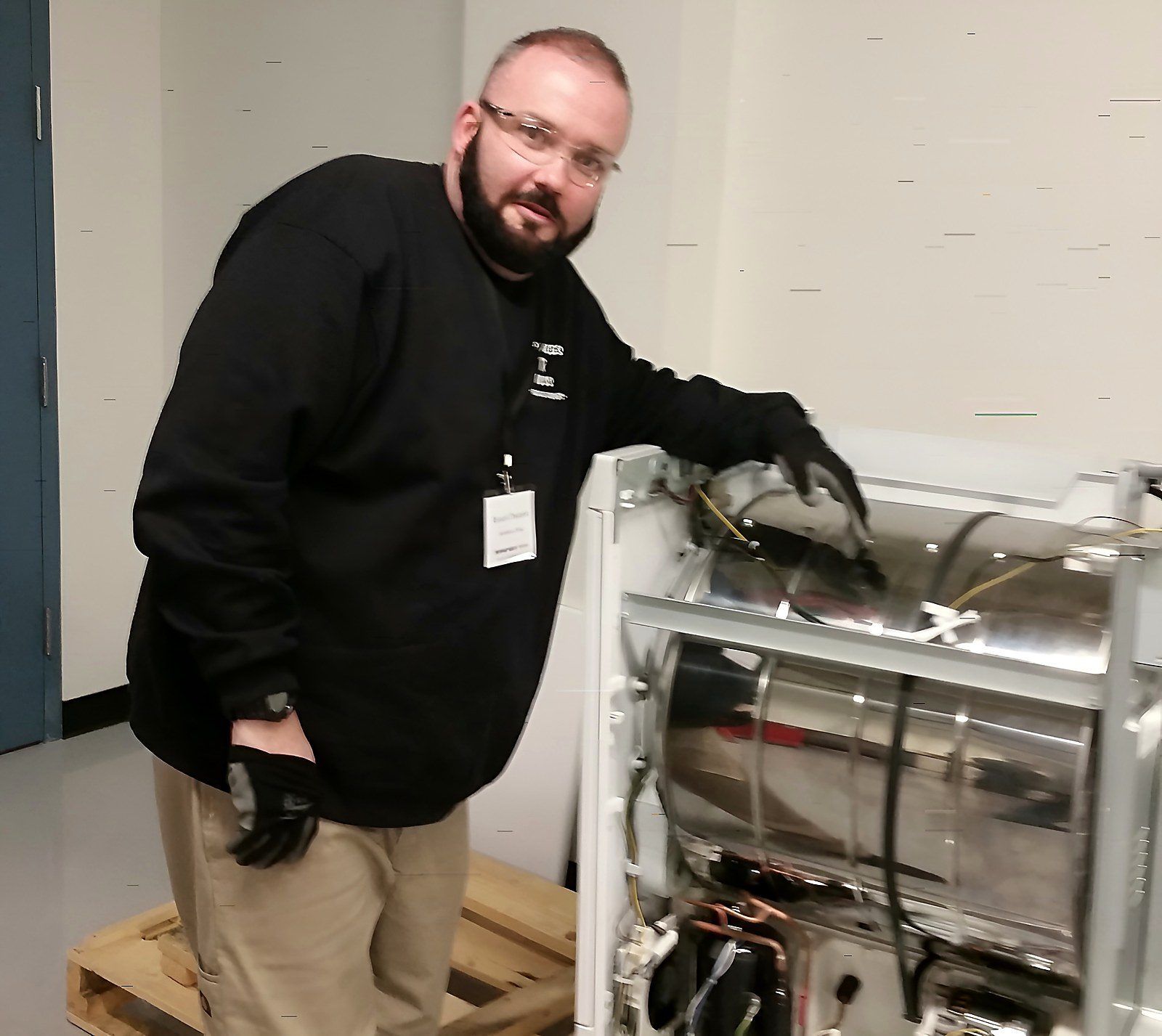 Russ with a machine opened
